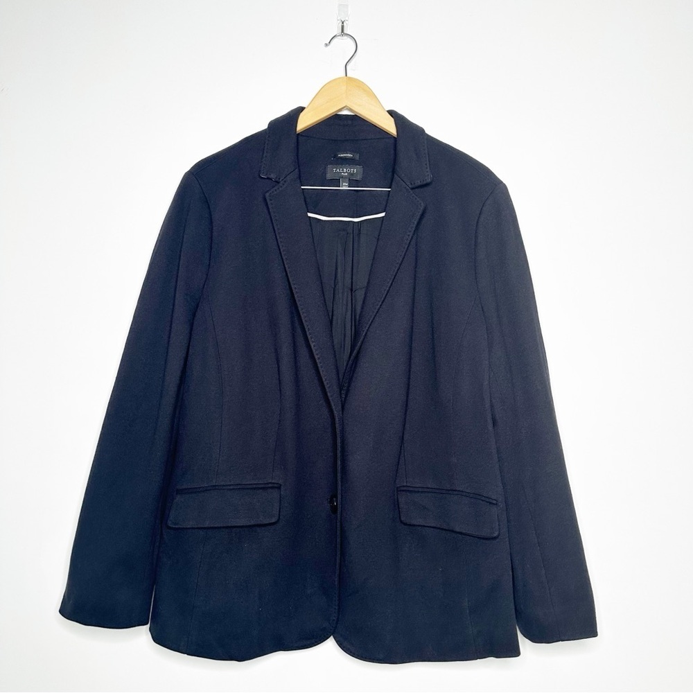 Talbots Black Aberdeen Two Button Knit Blazer Size 20W Plus